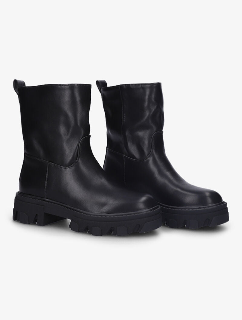 Bottines unies en simili - Noir - 1
