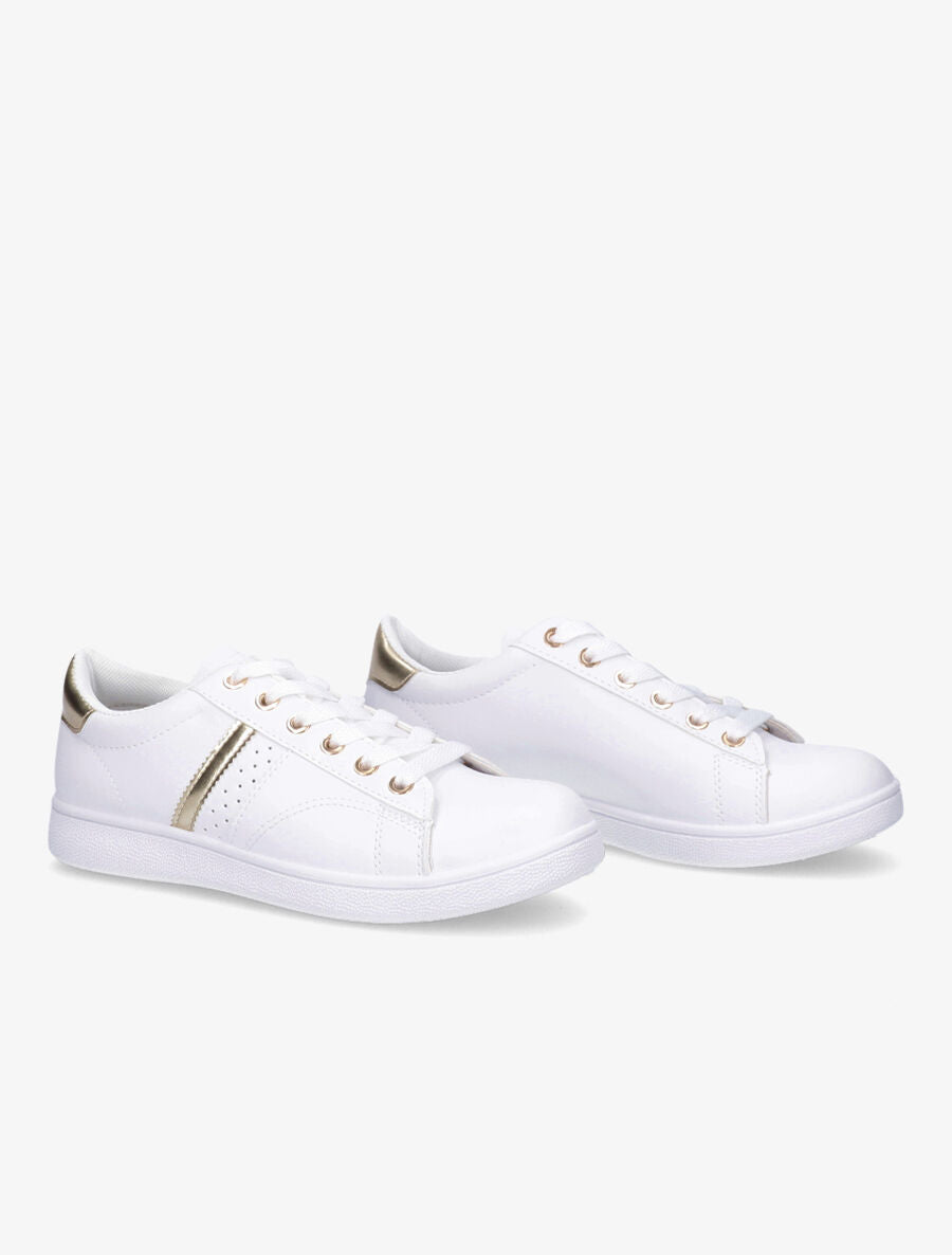 Sneakers à contrefort contrastant - Or - 4