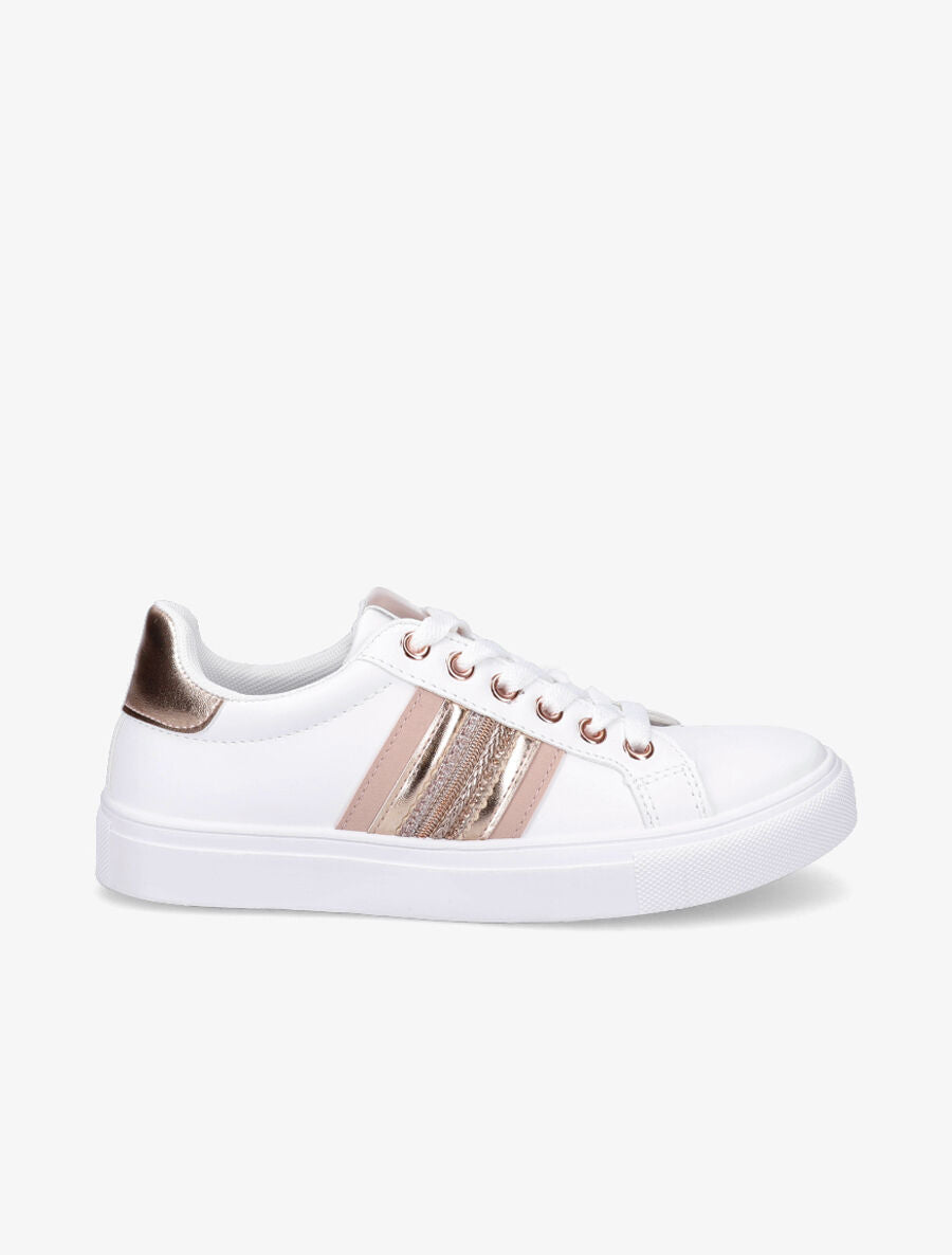 Sneakers en simili à contrefort contrastant - Rose gold - 5