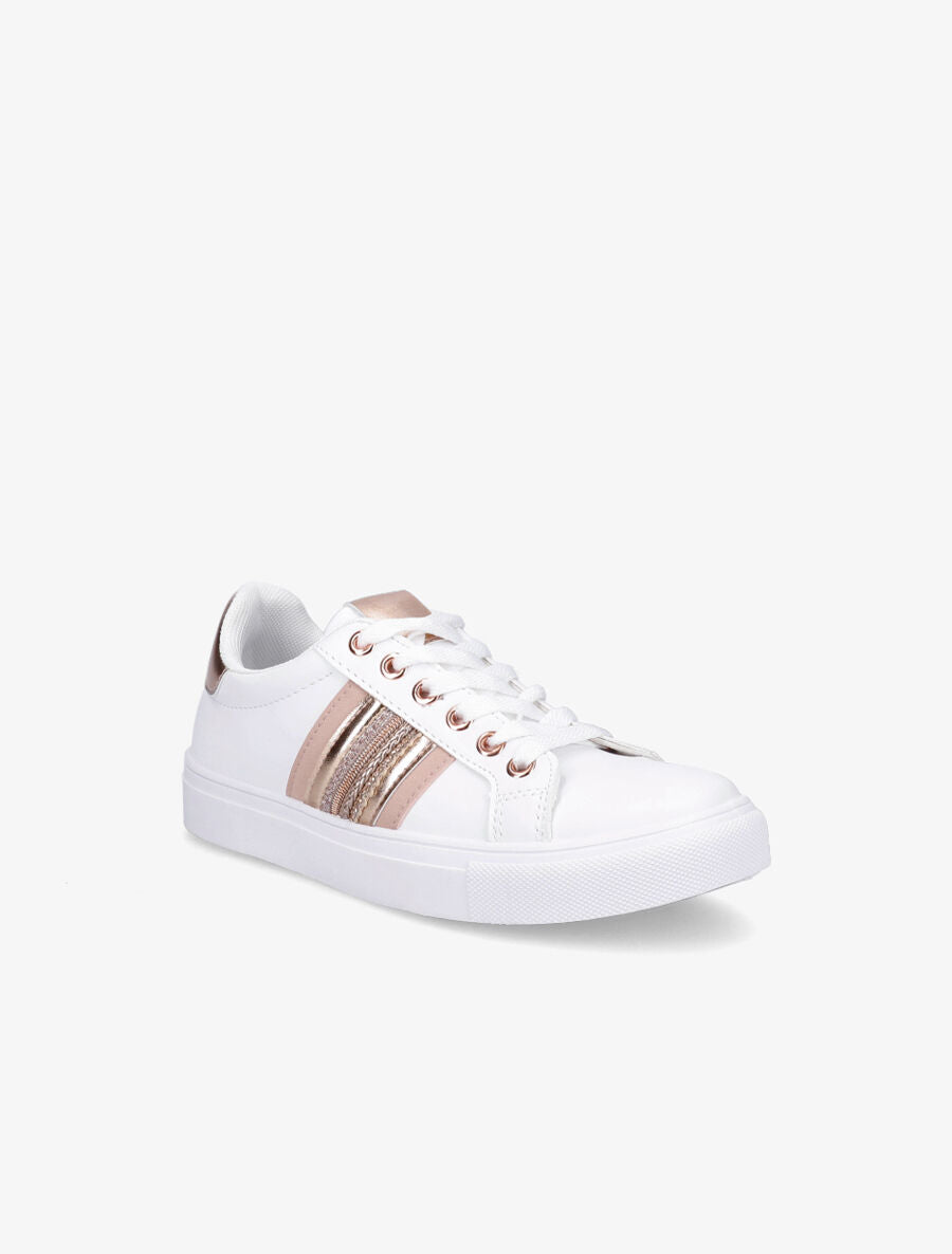 Sneakers en simili à contrefort contrastant - Rose gold - 2