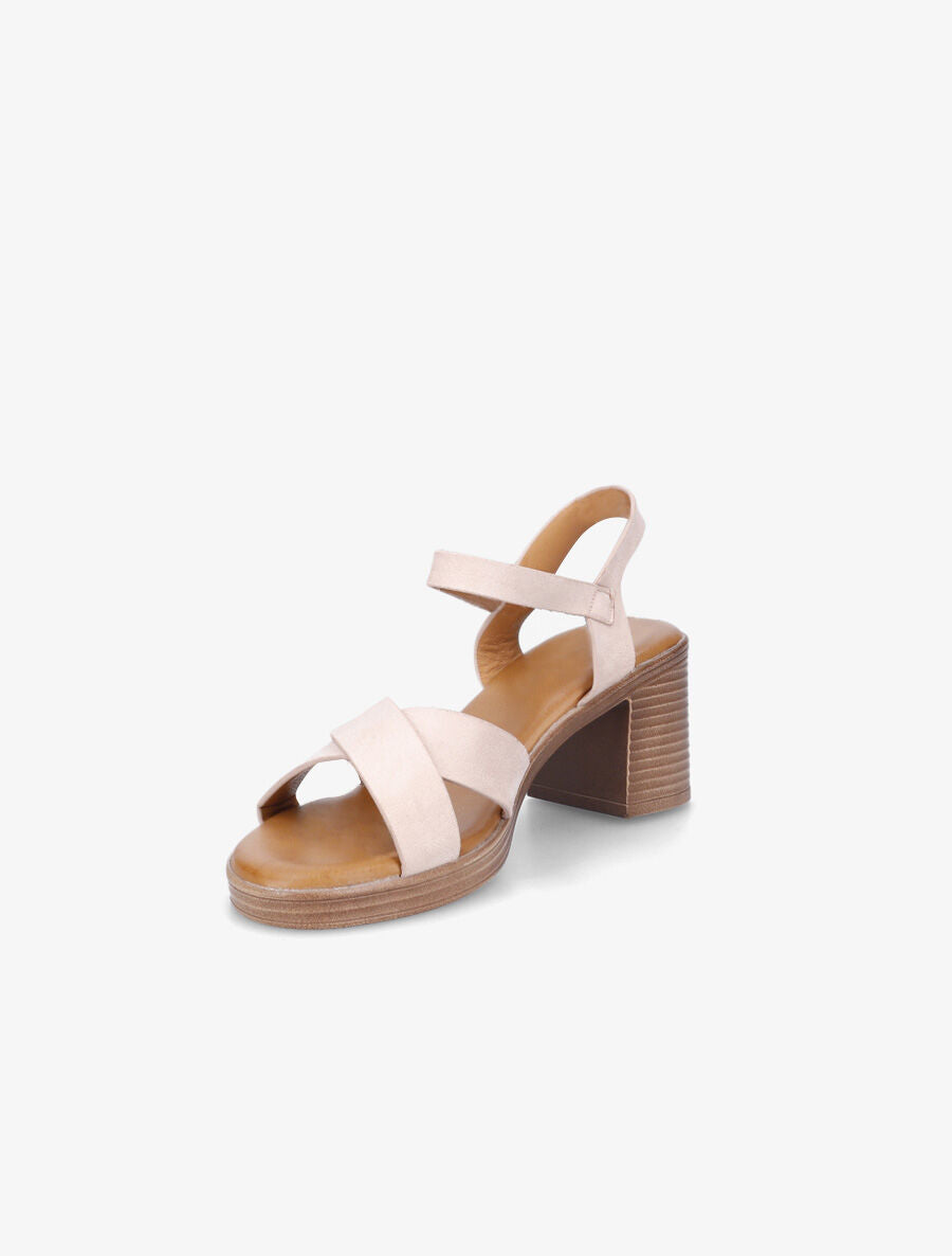 Sandales en suédine à talon bloc - Rose - 3