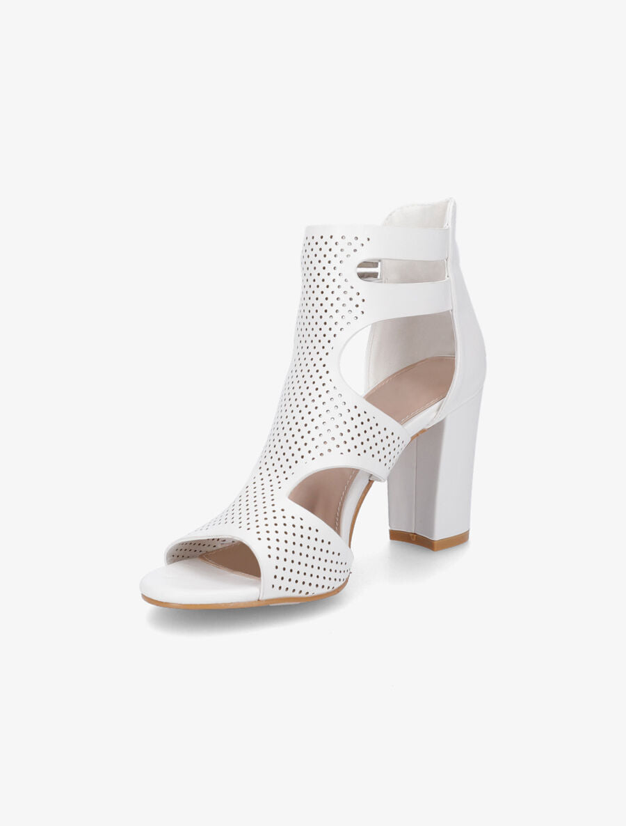 Sandales à talon et double brides à boucle - Blanc - 3