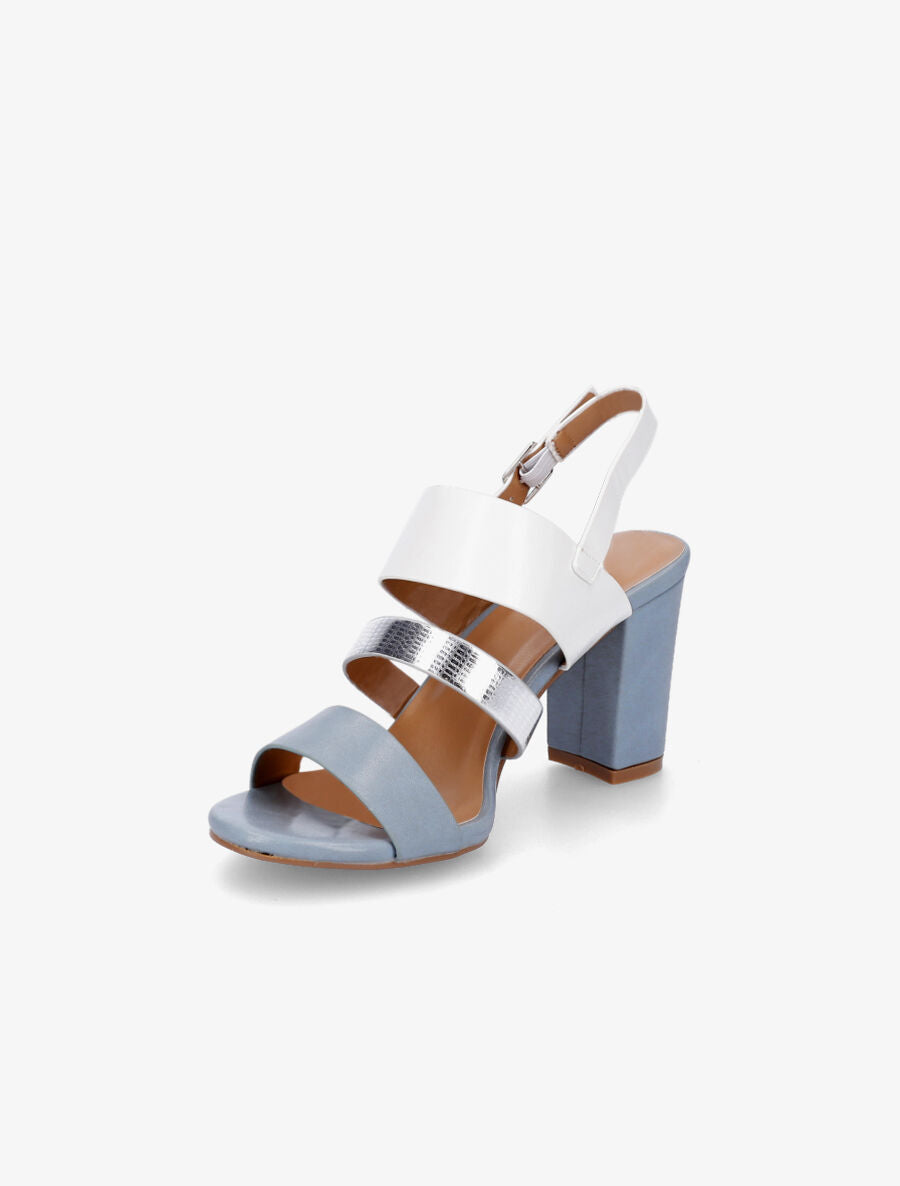 Sandales en simili à talon bloc - Bleu ciel - 3