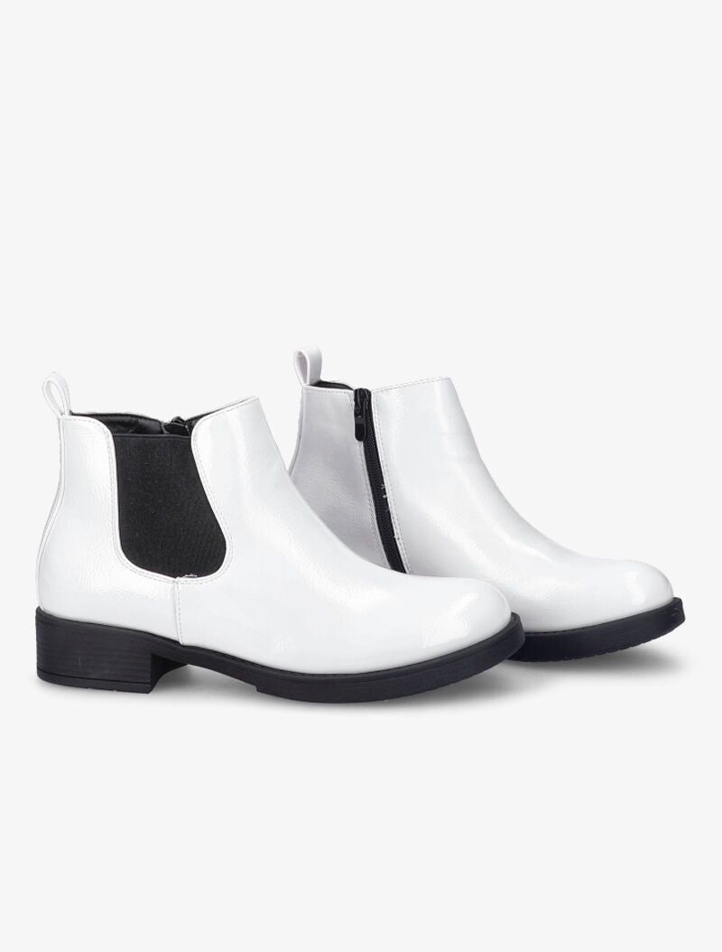 Bottines style chelsea vernies - Blanc - 1