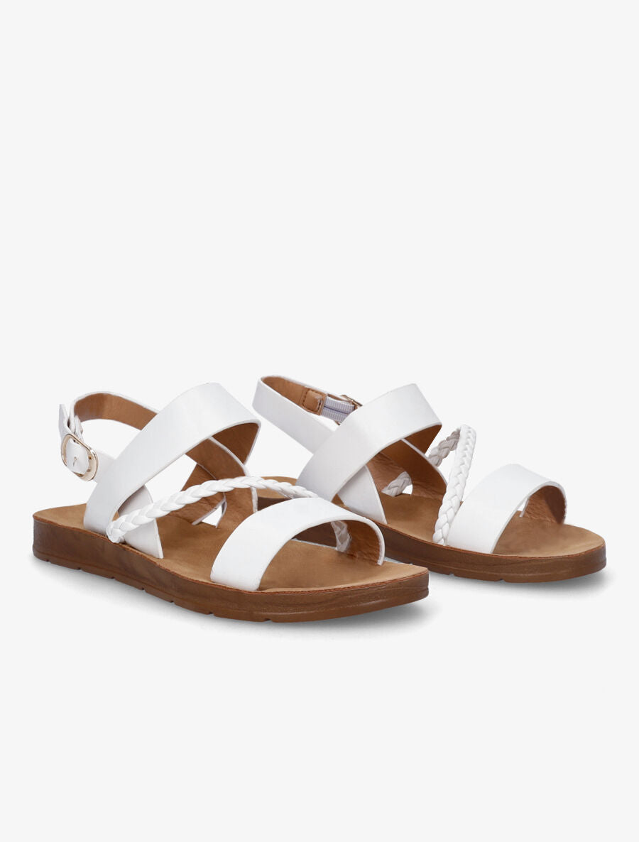Nu-pieds à tresse en simili - Blanc - 4