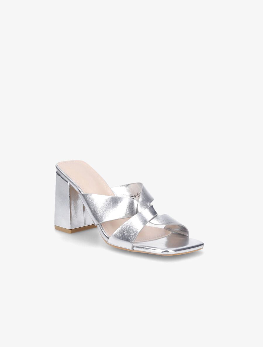 Mules en simili à ganses entelacées - Argent - 2