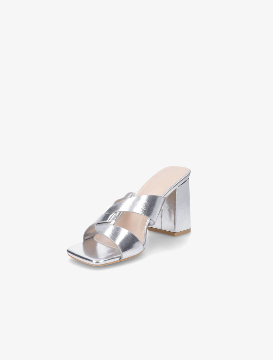 Mules en simili à ganses entelacées - Argent - 3