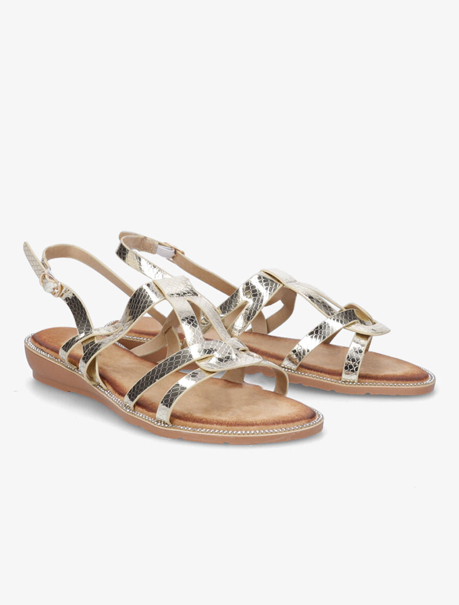 Nu-pieds à semelle ornée de strass - Or - 4