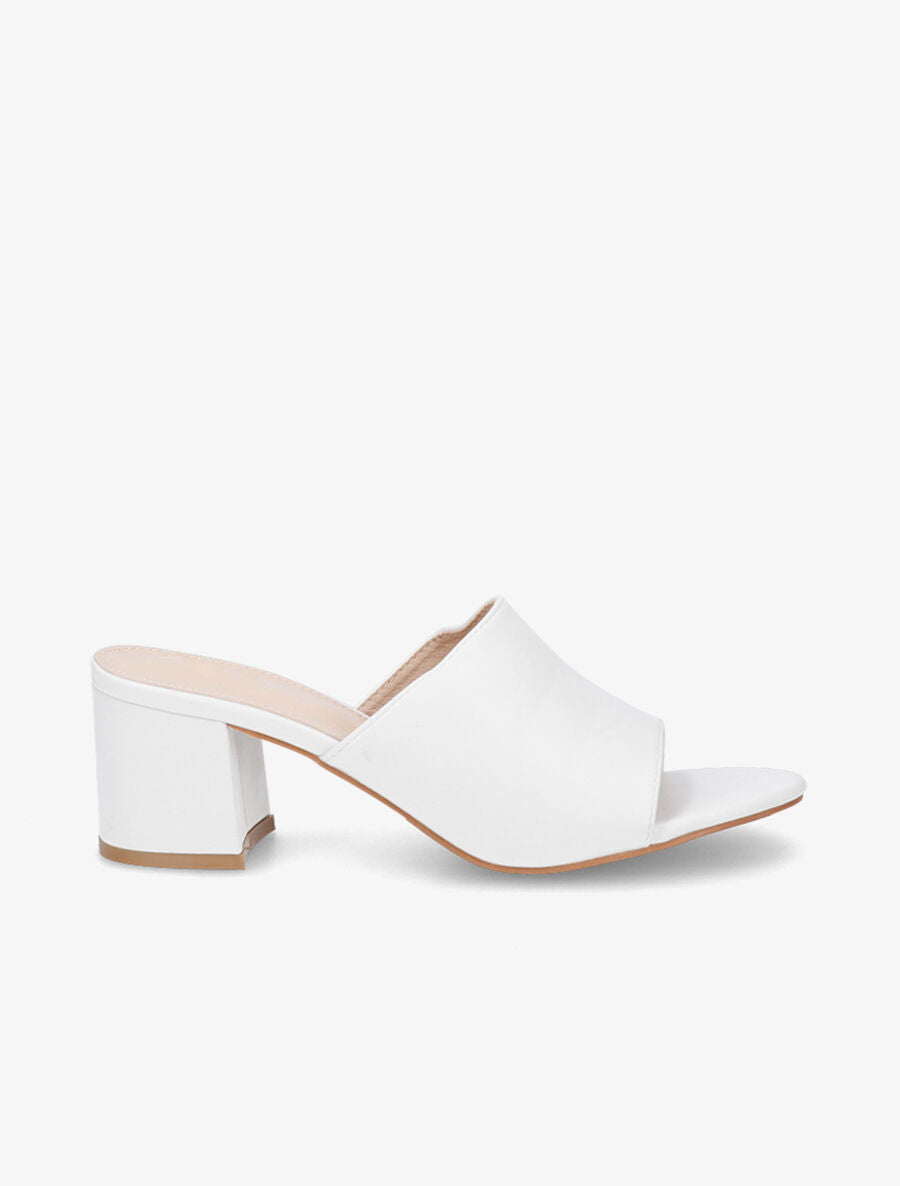 Mules basiques en simili - Blanc - 1