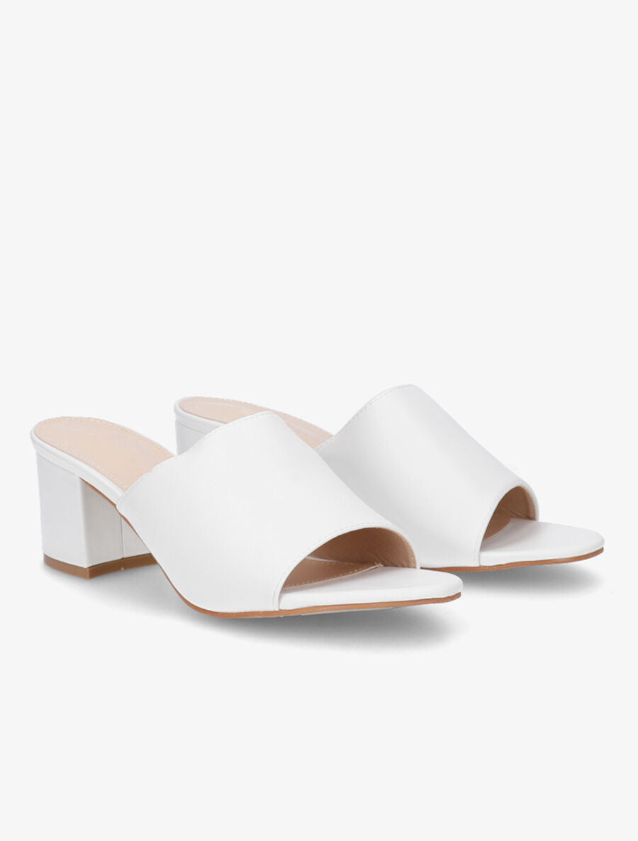 Mules basiques en simili - Blanc - 4