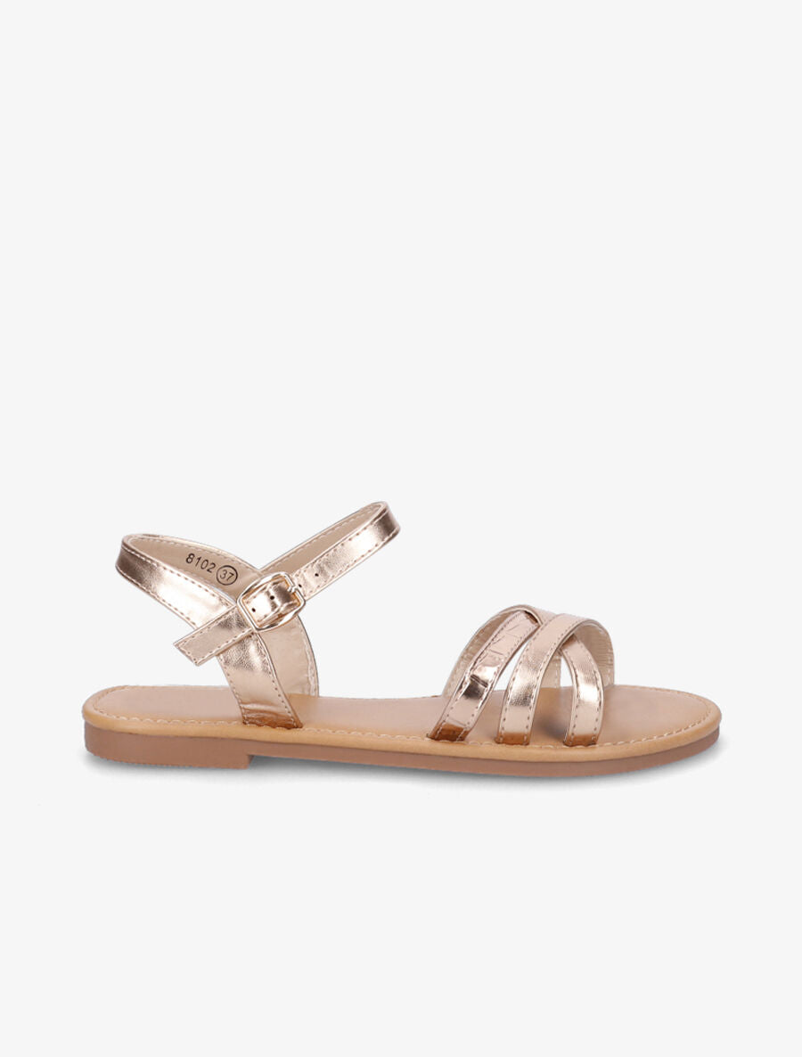Nu-pieds en simili à bride effet croco - Rose gold - 5