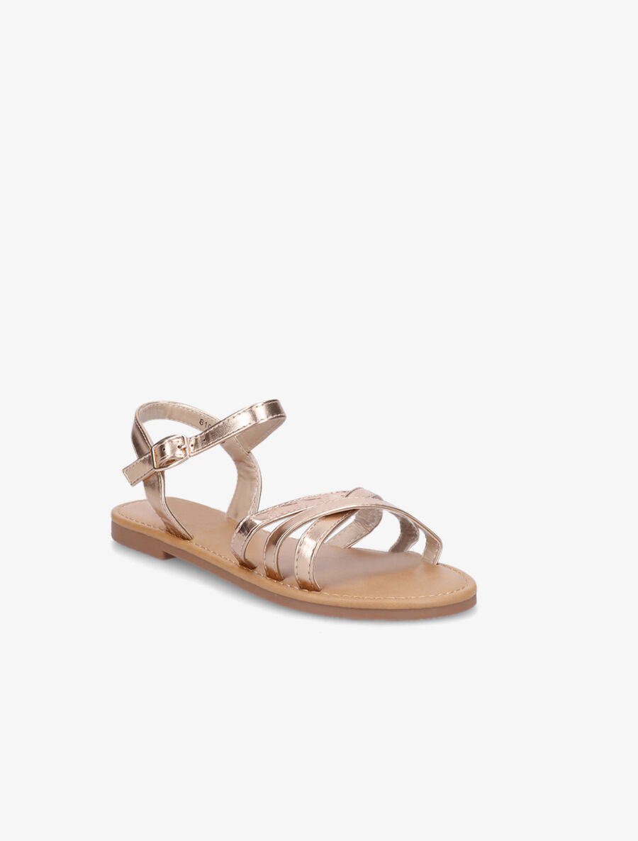 Nu-pieds en simili à bride effet croco - Rose gold - 2