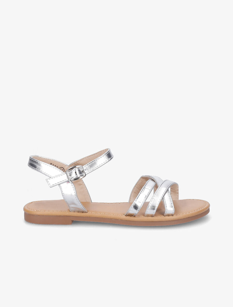 Nu-pieds en simili à bride effet croco - Argent - 1