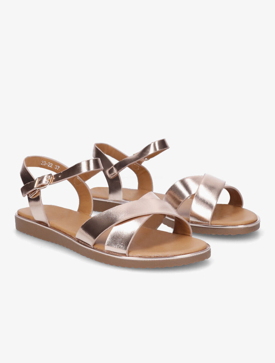 Nu-pieds basiques croisés - Rose gold - 4