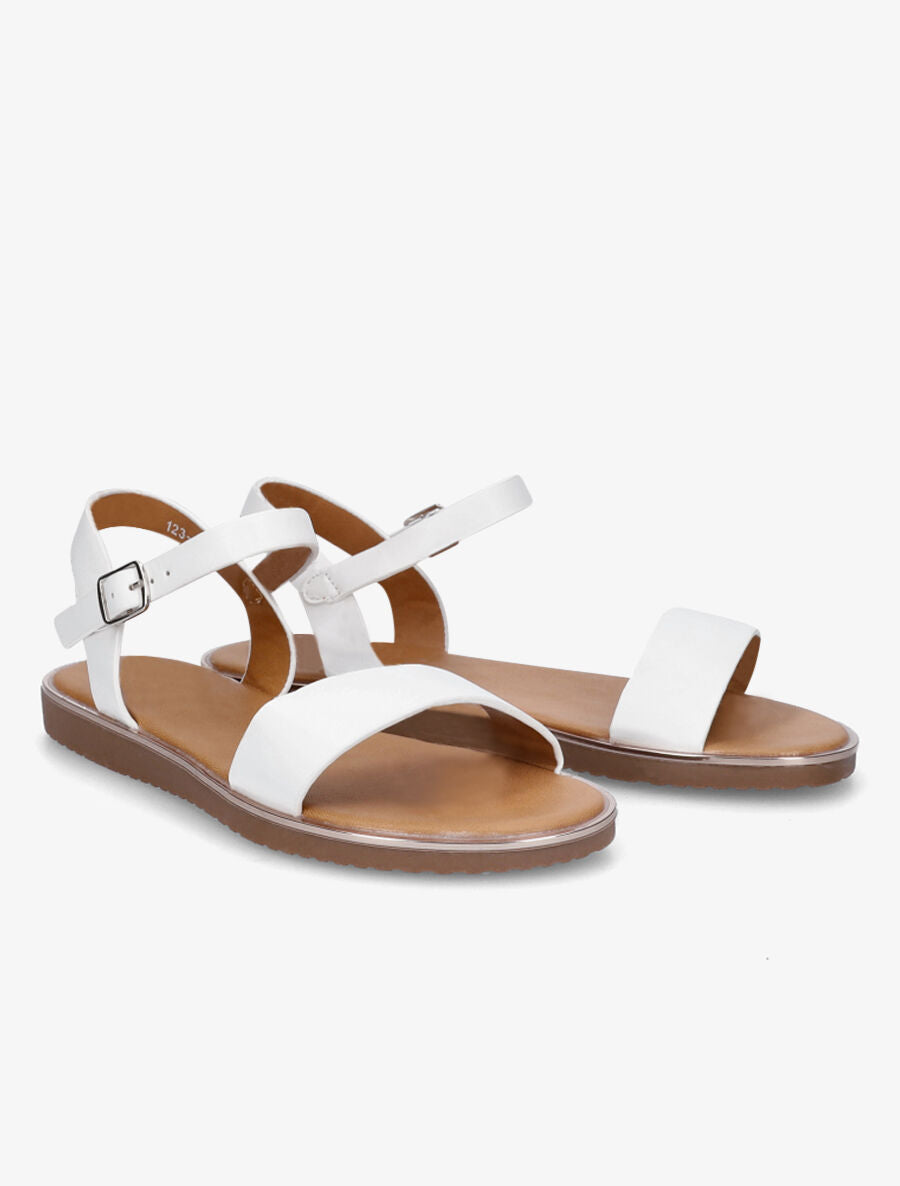 Nu-pieds basiques en simili - Blanc - 4