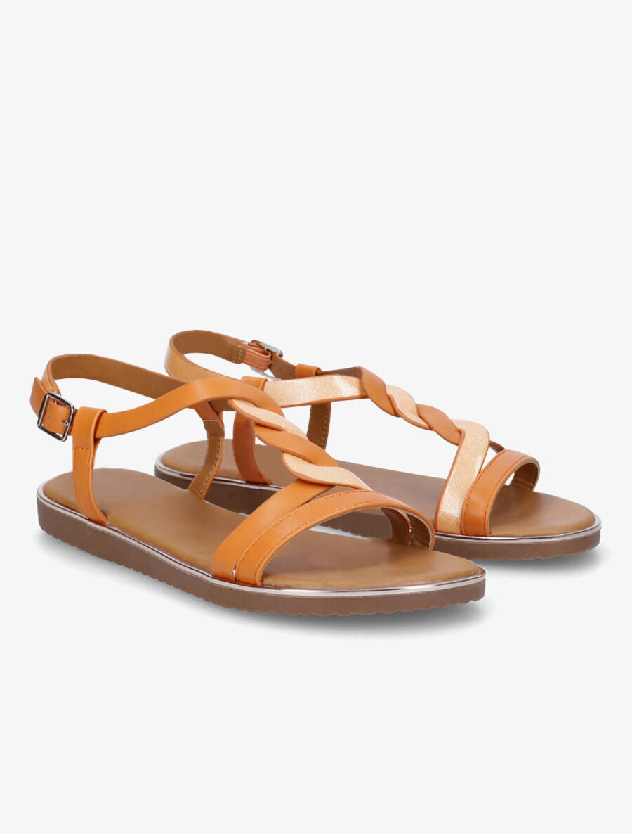Nu-pieds en simili torsadé - Orange - 4