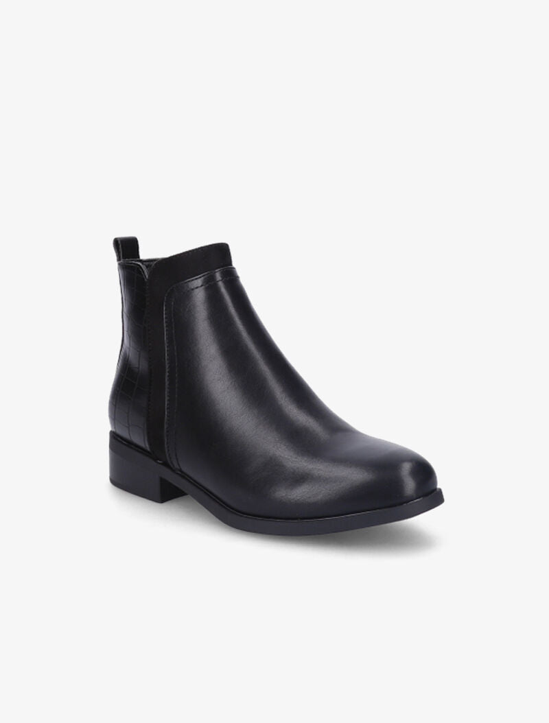 Bottines en simili à motifs croco - Noir - 3