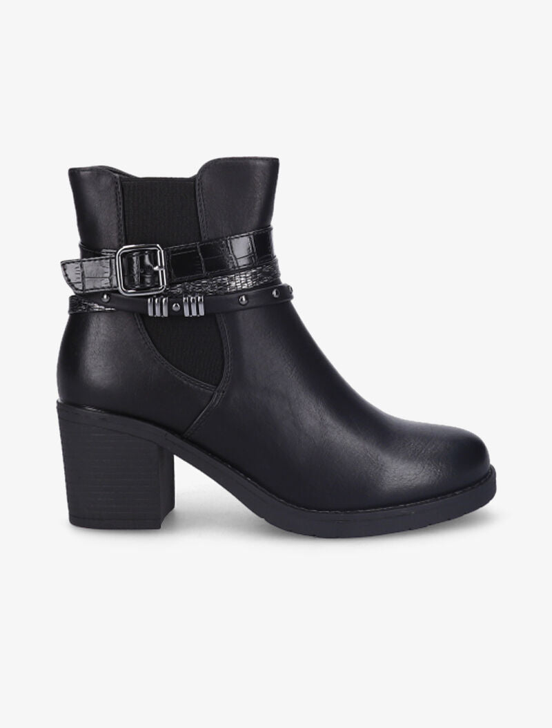 Bottines à talon à brides stylisées - Noir - 3