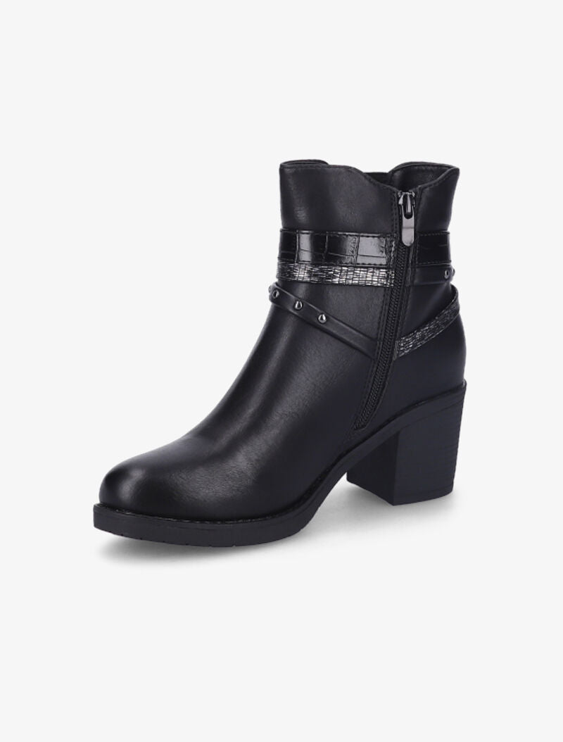Bottines à talon à brides stylisées - Noir - 4