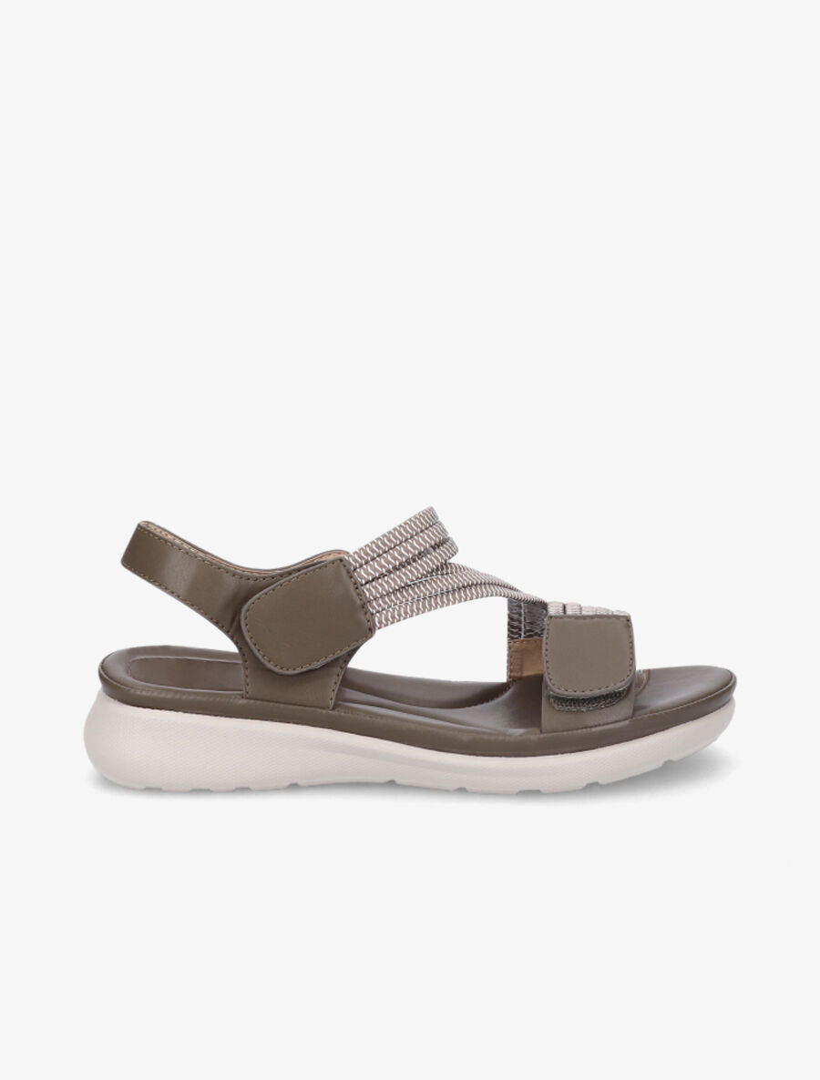 Sandales à scratch et brides élastiquées - Vert militaire - 5