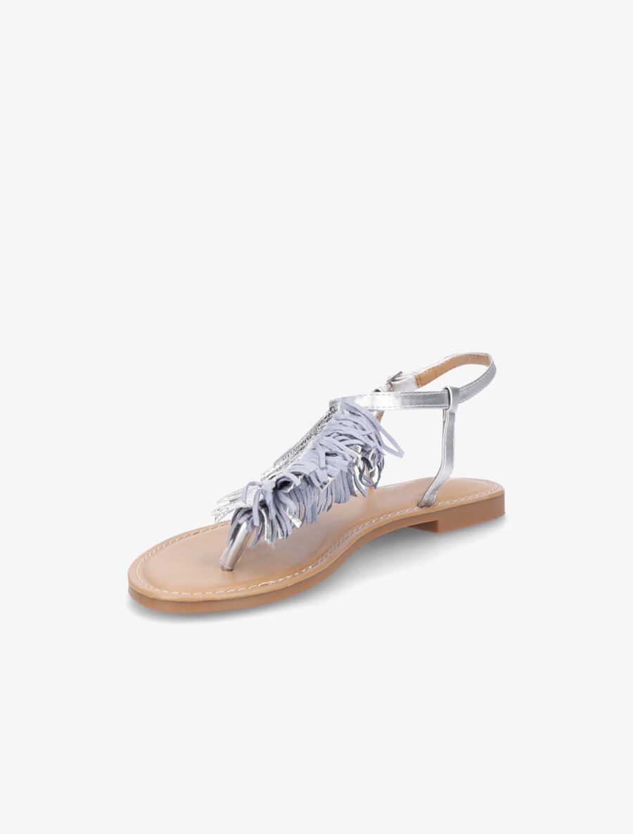 Nu-pieds à franges en simili - Argent - 3