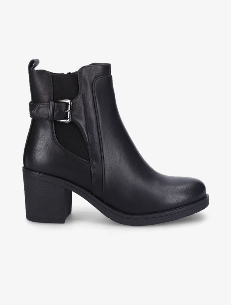 Bottines en simili à talon - Noir - 2