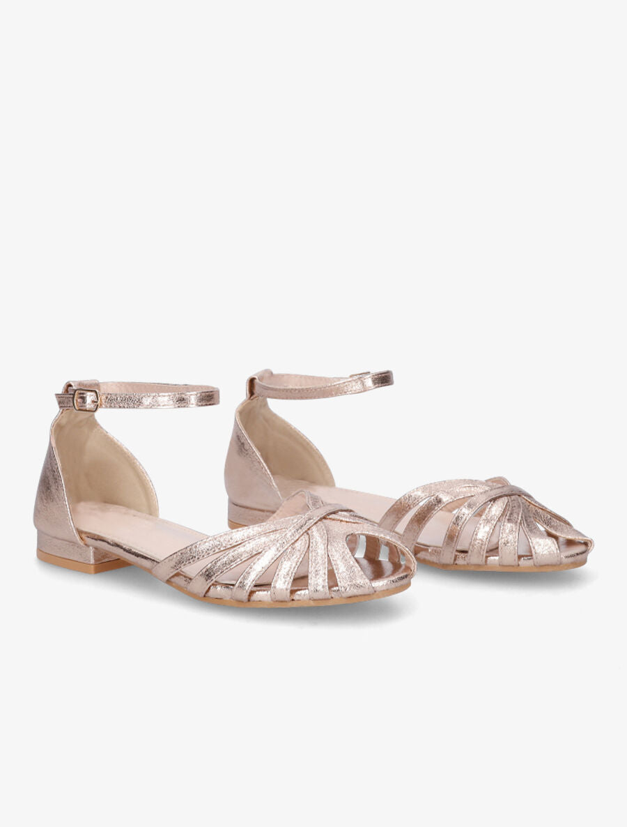 Nu-pieds multi-brides en simili - Rose gold - 4