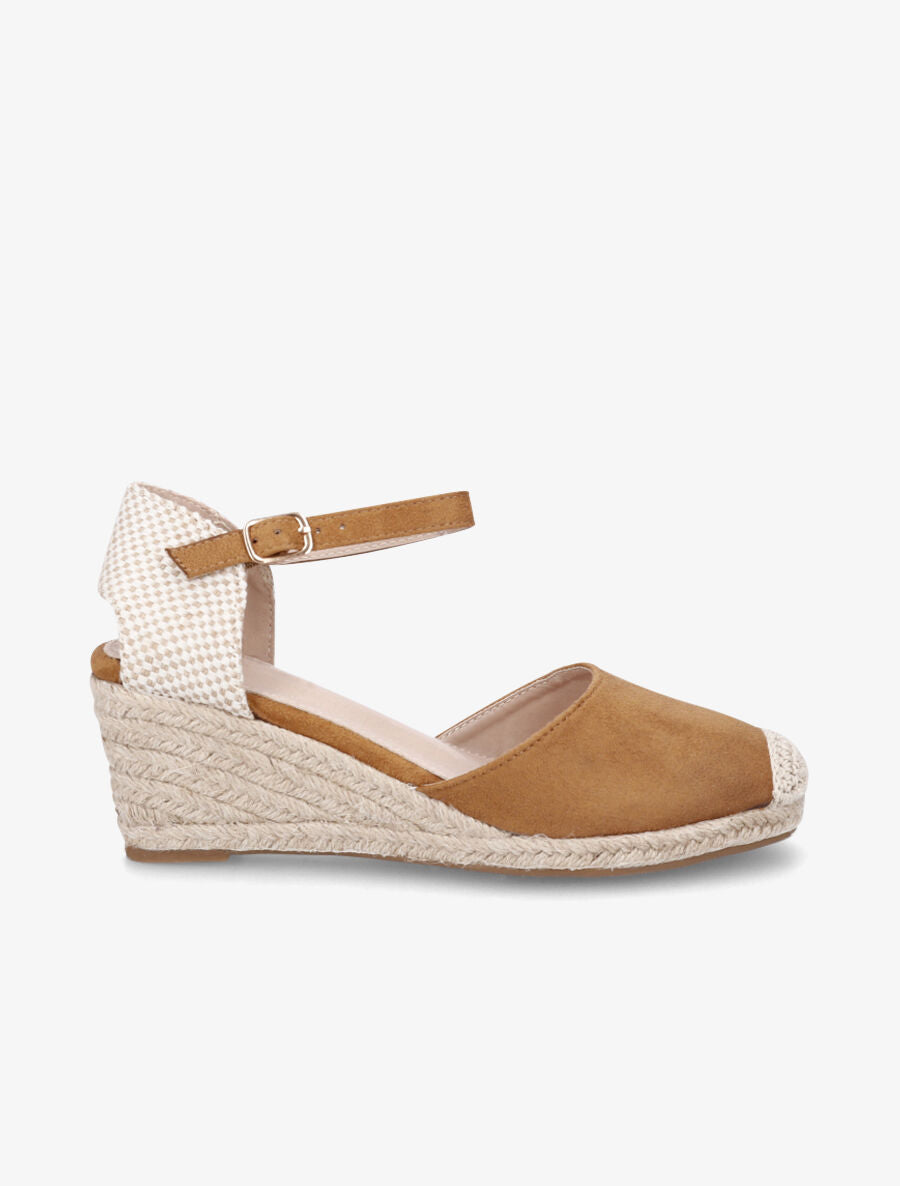 Sandales compensées bi-matière style espadrilles - Camel - 5