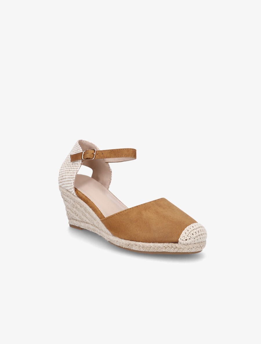 Sandales compensées bi-matière style espadrilles - Camel - 2
