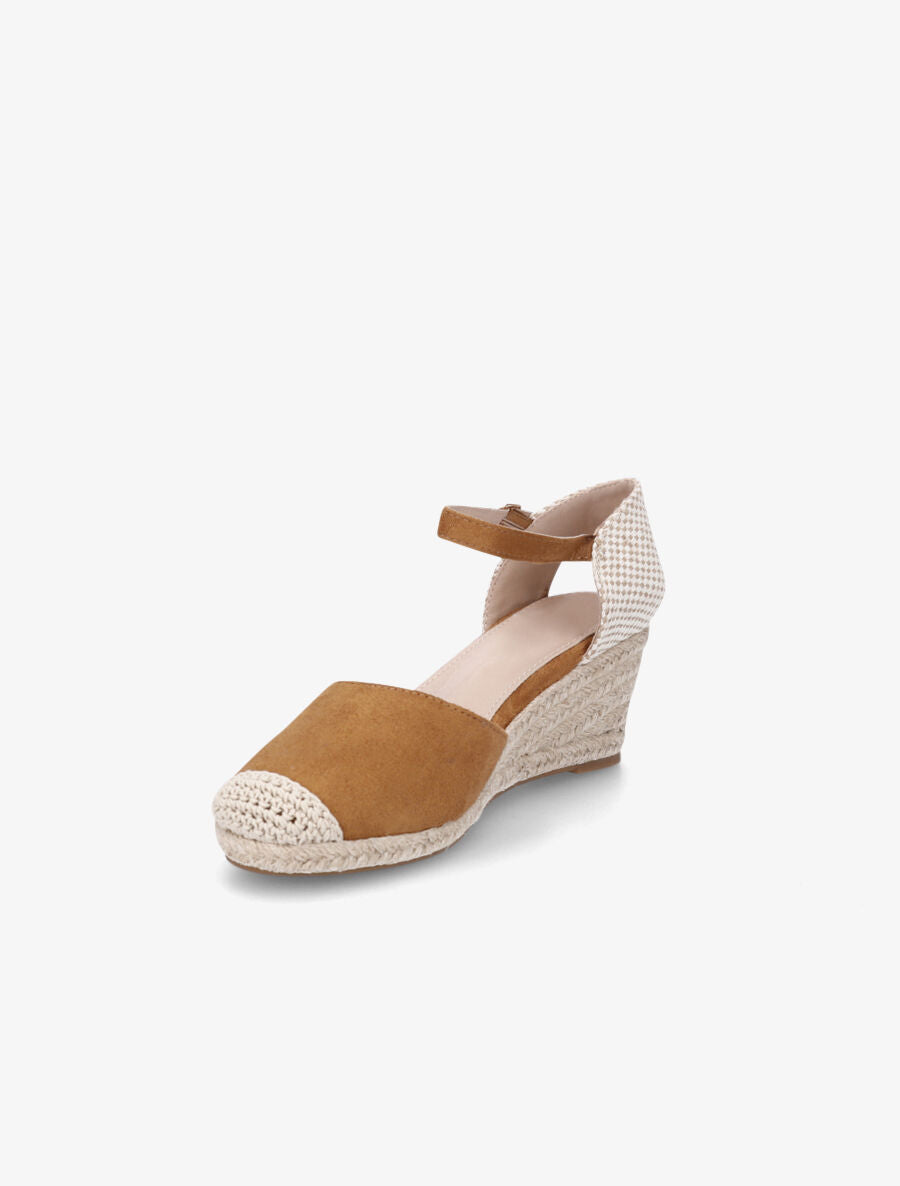 Sandales compensées bi-matière style espadrilles - Camel - 3