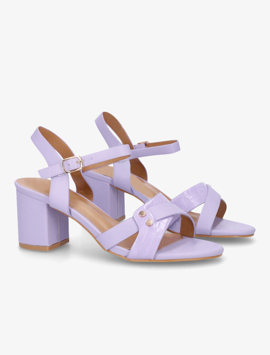 Sandales en simili à brides entrecroisées - Lilas - 4