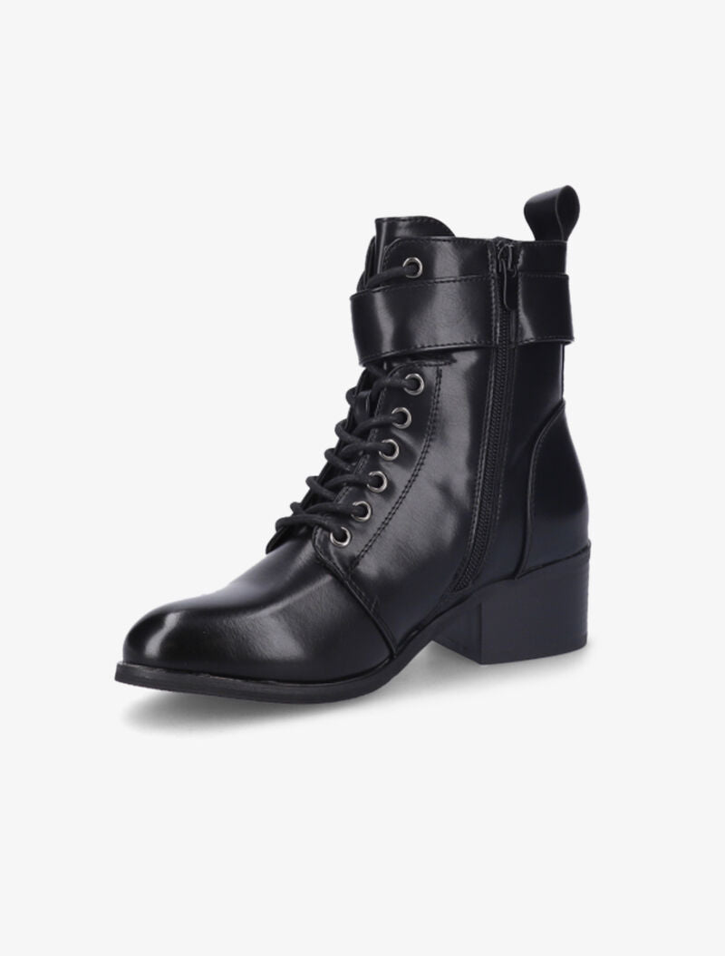 Bottines à sangle à boucle carrée - Noir - 3
