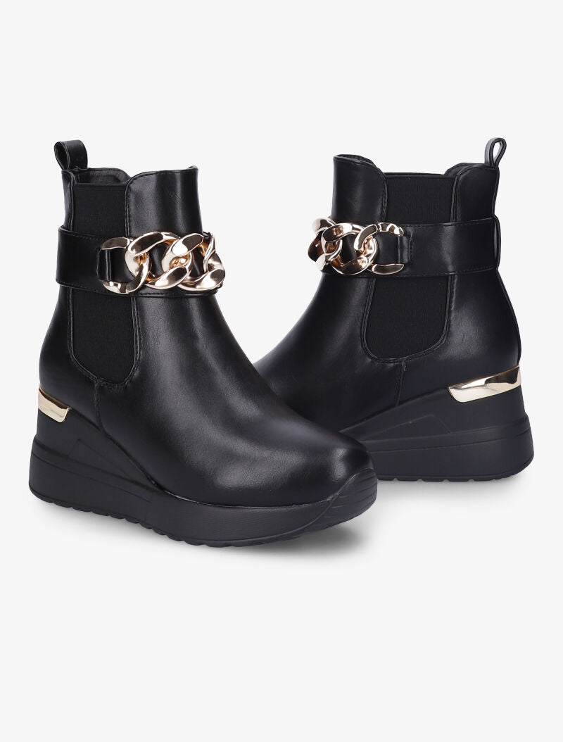 Bottines compensées à maillons dorés - Noir - 1
