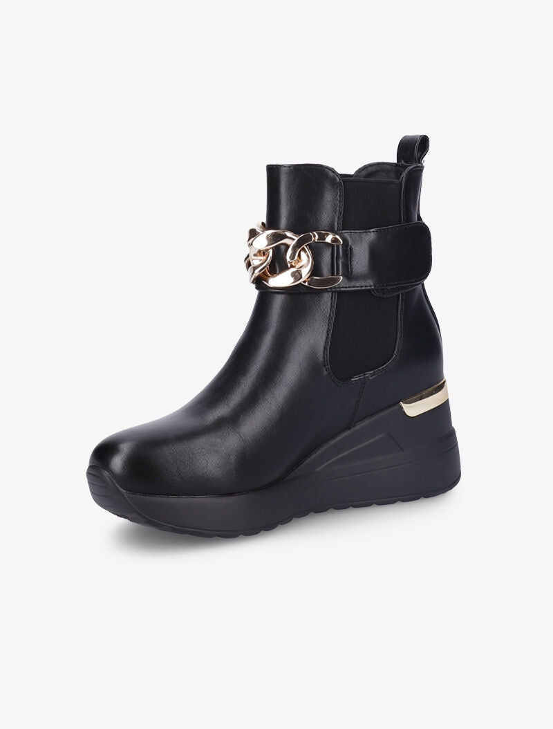 Bottines compensées à maillons dorés - Noir - 4