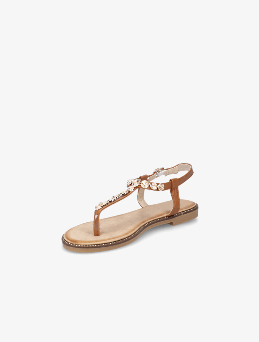 Nu-pieds en simili et bijoux en tourbillons - Camel - 3