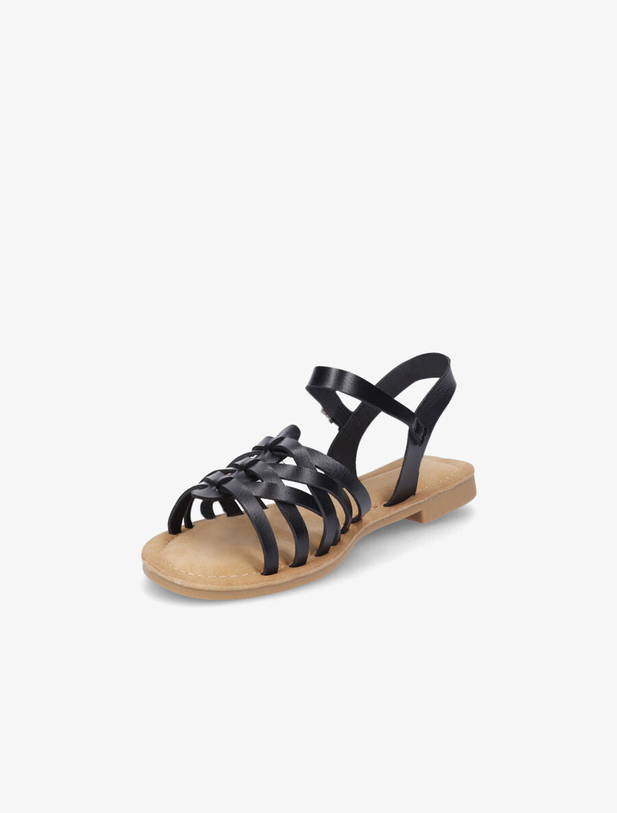 Nu-pieds en simili style spartiates - Noir - 3