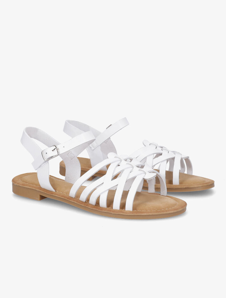 Nu-pieds en simili style spartiates - Blanc - 4