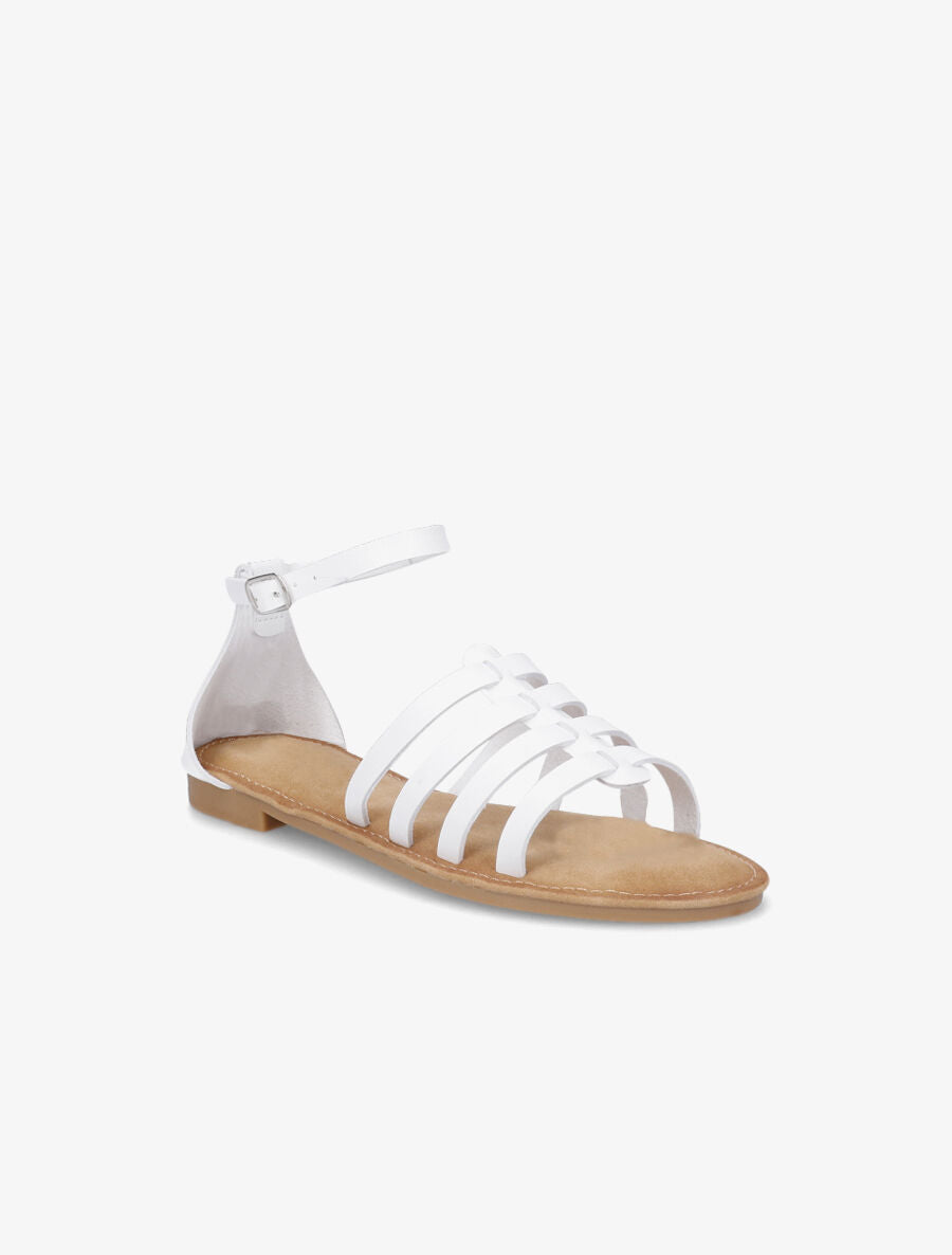Nu-pieds en simili style spartiates - Blanc - 2