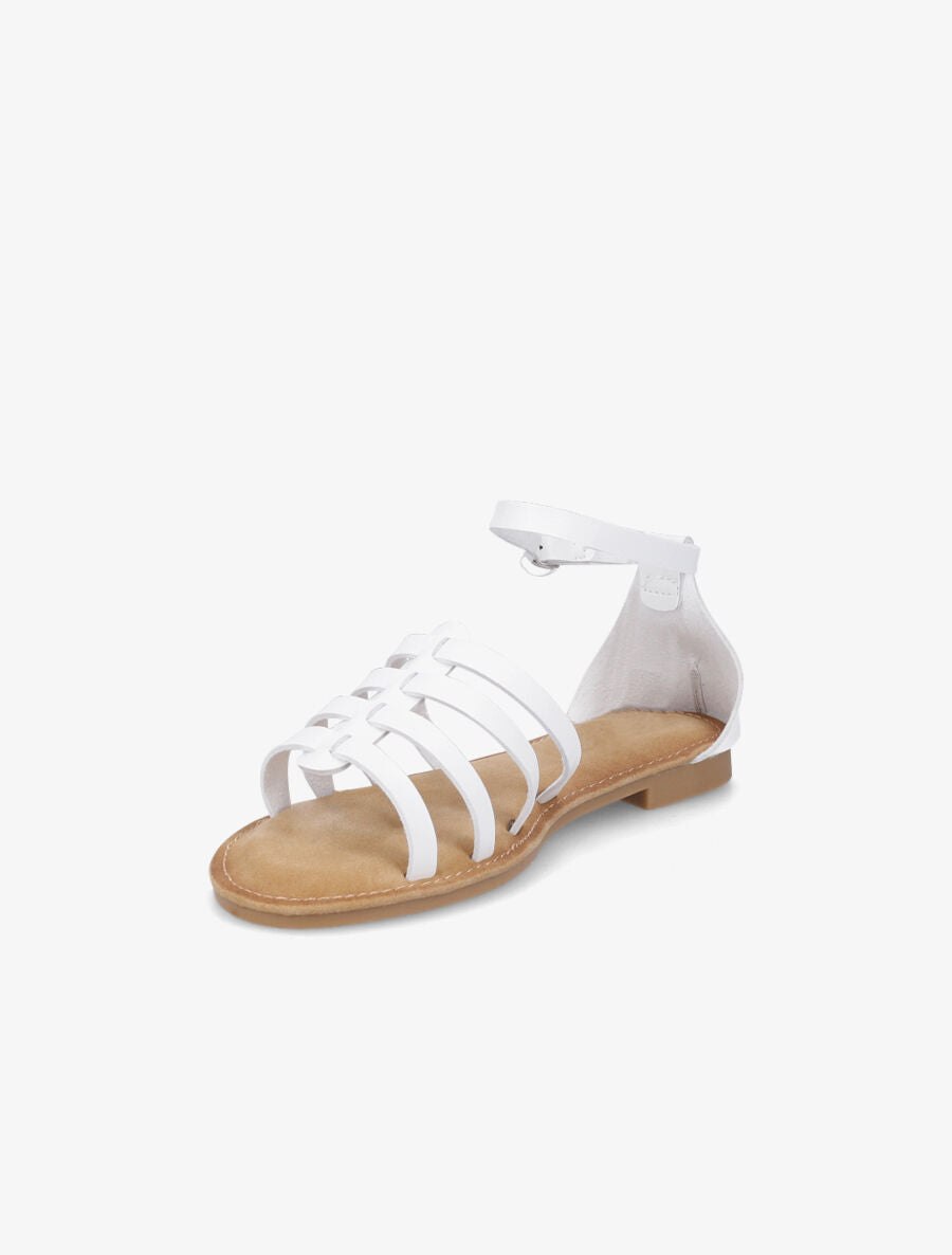 Nu-pieds en simili style spartiates - Blanc - 3