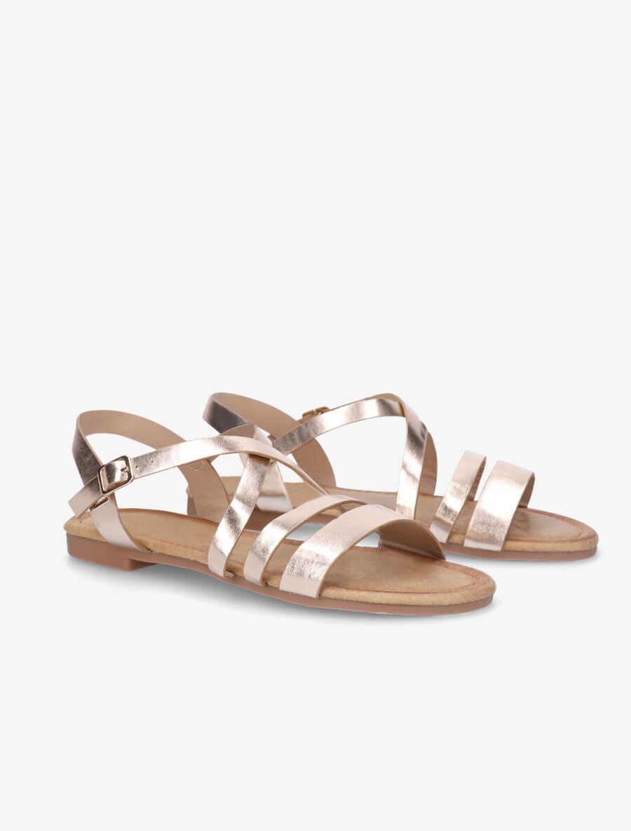 Nu-pieds en simili à brides croisées - Rose gold - 4