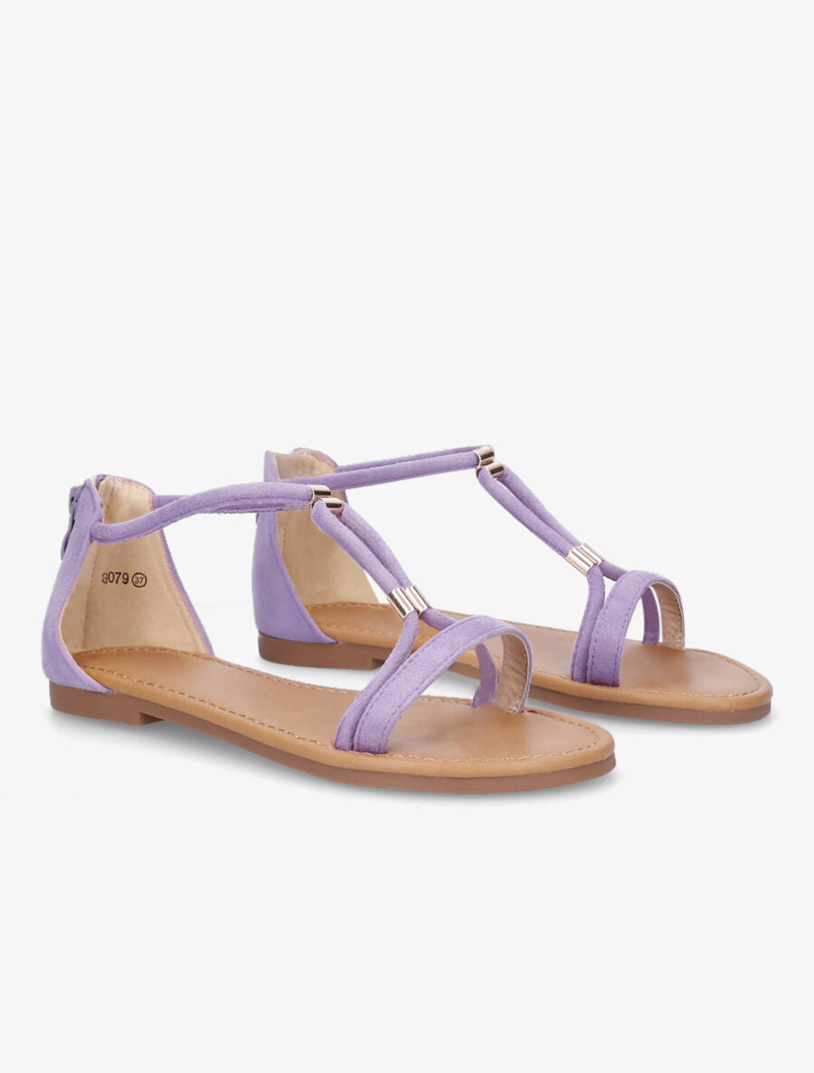 Nu-pieds en suédine - Lilas - 4