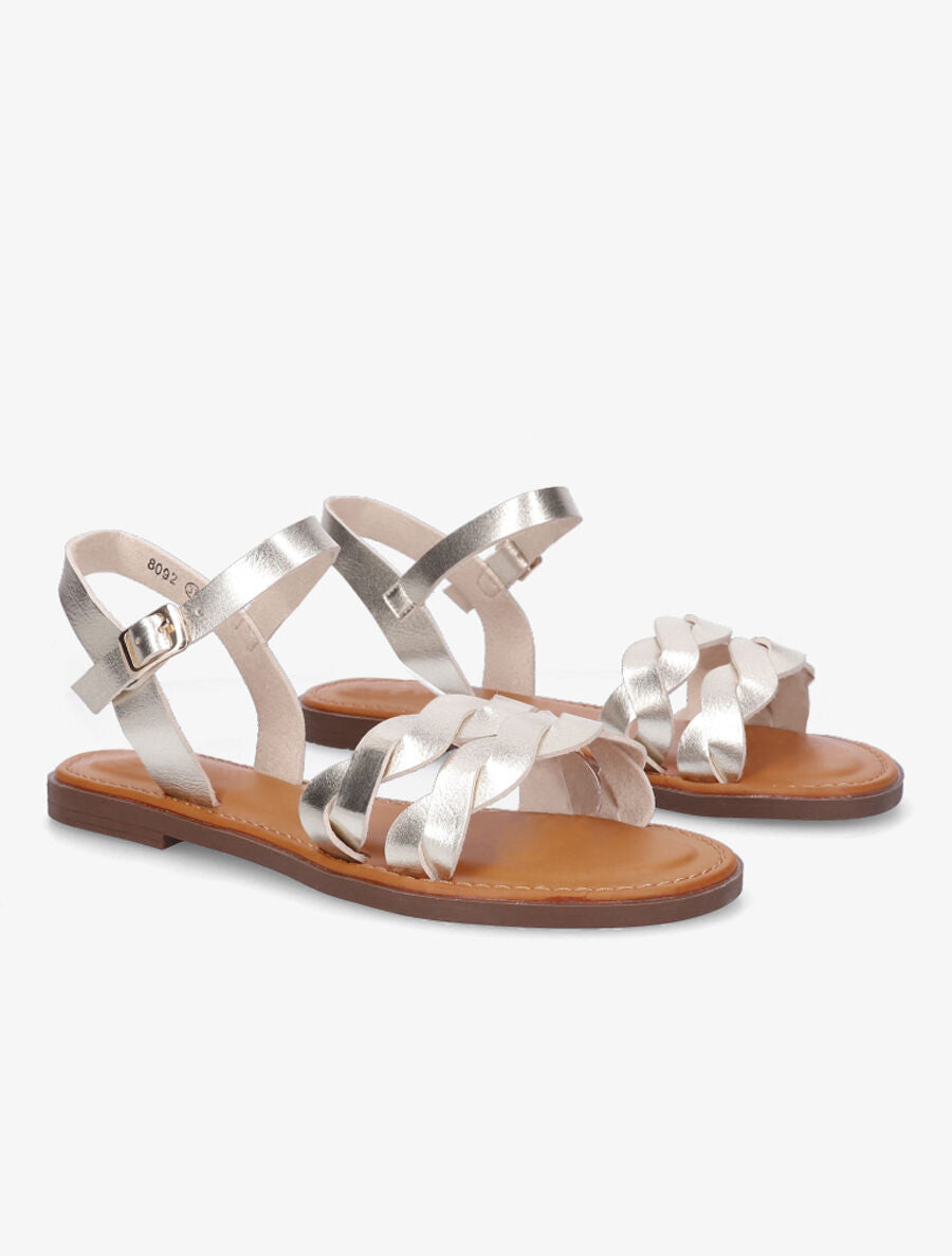Nu-pieds tressés en simili - Or - 4