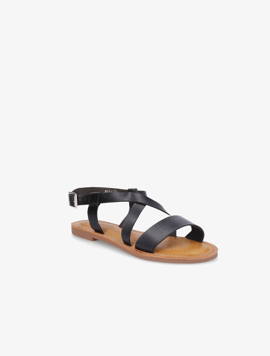 Nu-pieds basiques à brides croisées - Noir - 2