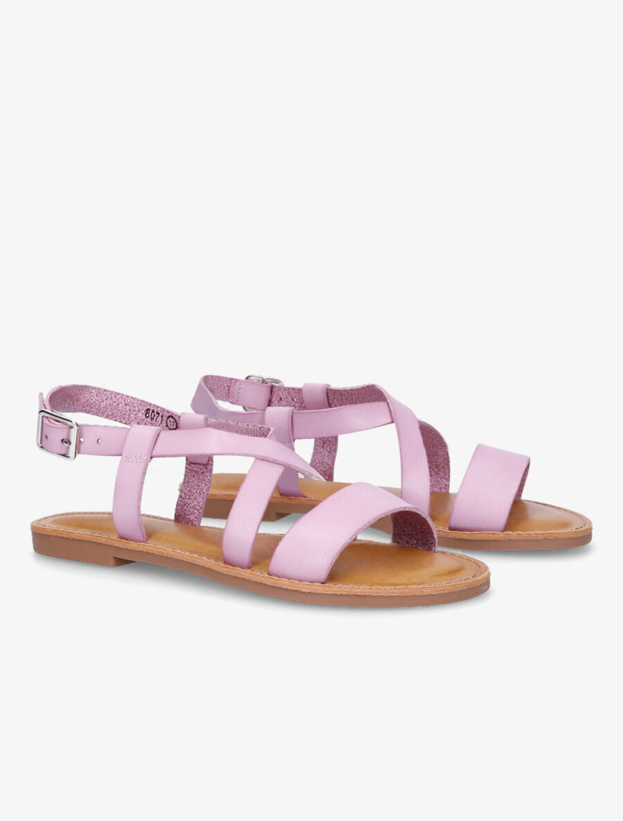 Nu-pieds basiques à brides croisées - Lilas - 4