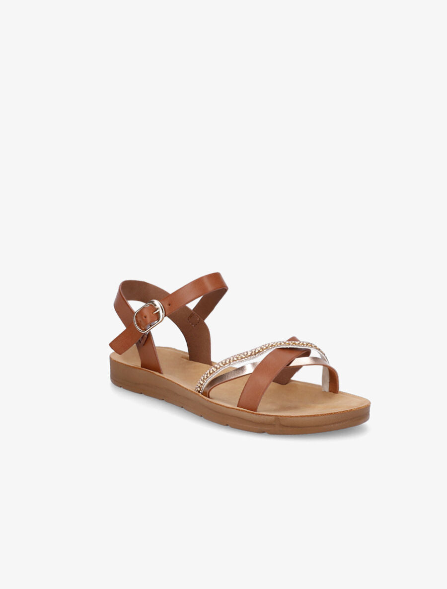 Nu-pieds en simili à strass - Camel - 2