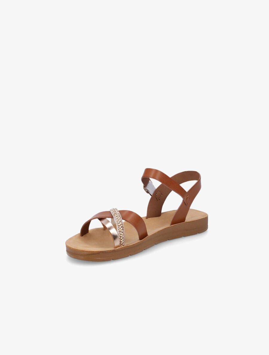 Nu-pieds en simili à strass - Camel - 3