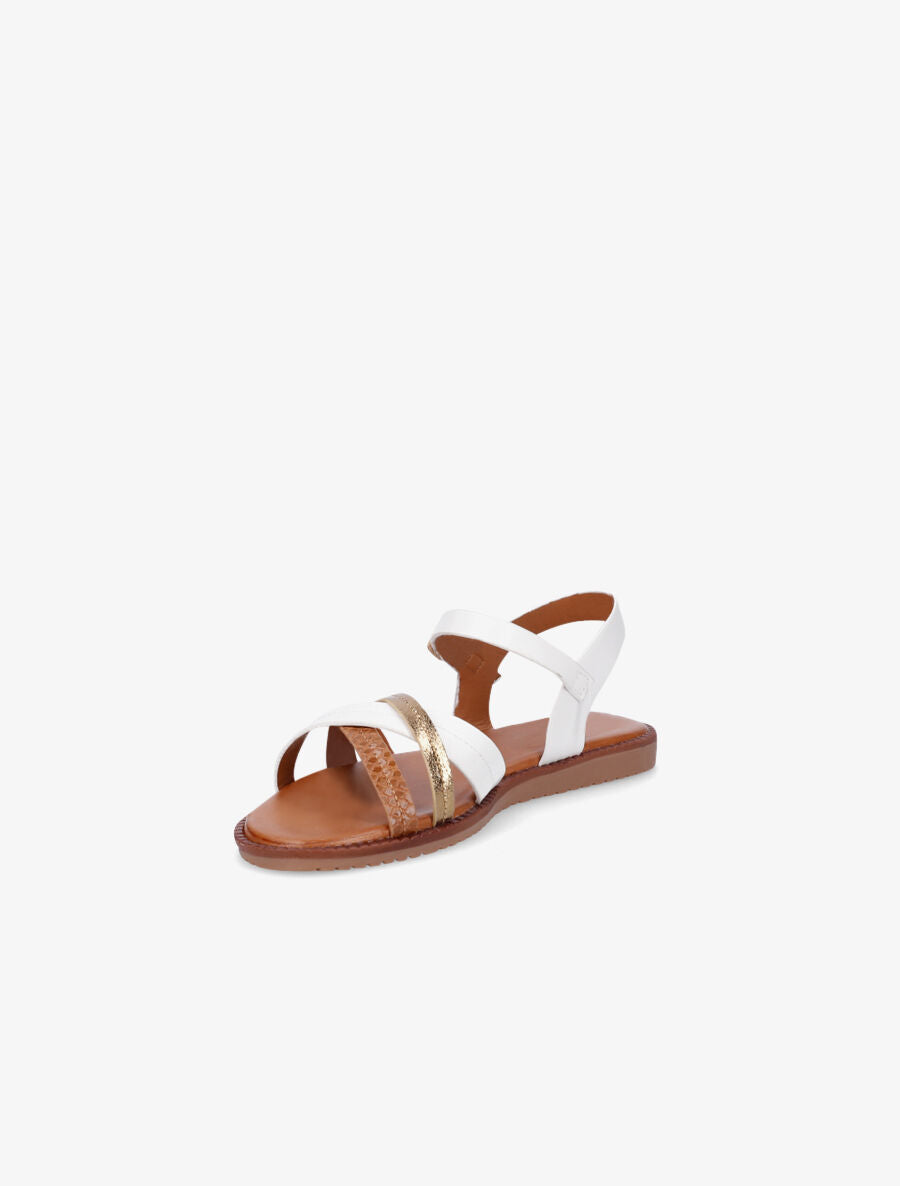 Nu-pieds à brides croisées unies et effet python - Blanc - 3