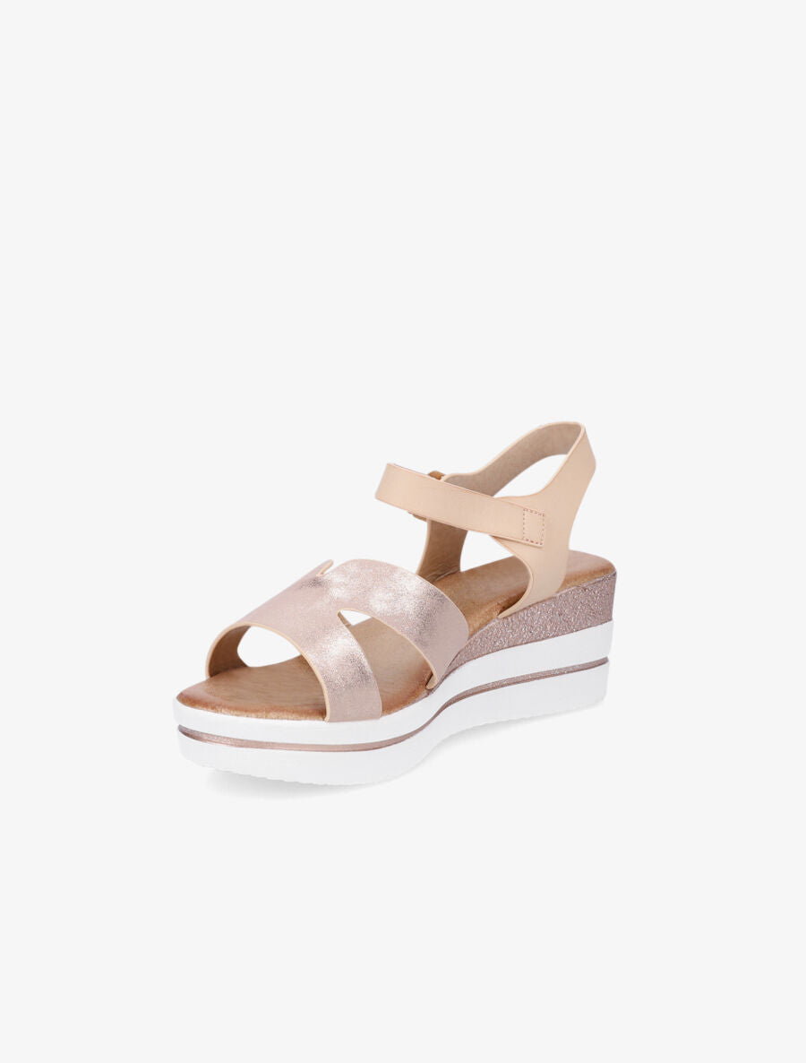 Sandales compensées en simili - Rose gold - 4