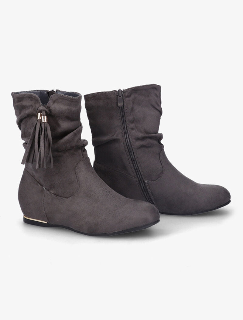 Bottines suédées à pampilles - Gris - 5
