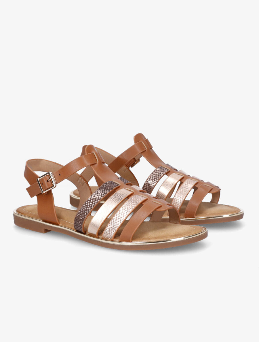 Nu-pieds en simili à multibrides - Camel - 4